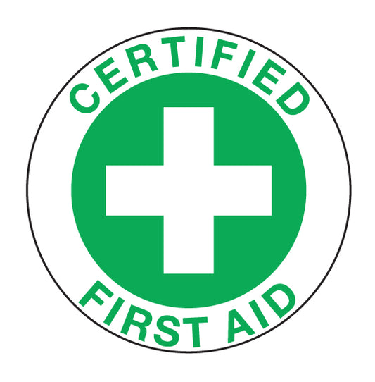 CERTIFIED FIRST AID GREEN Hard Hat Stickers