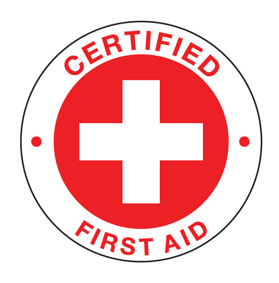 CERTIFIED FIRST AID RED Hard Hat Stickers – New Signs