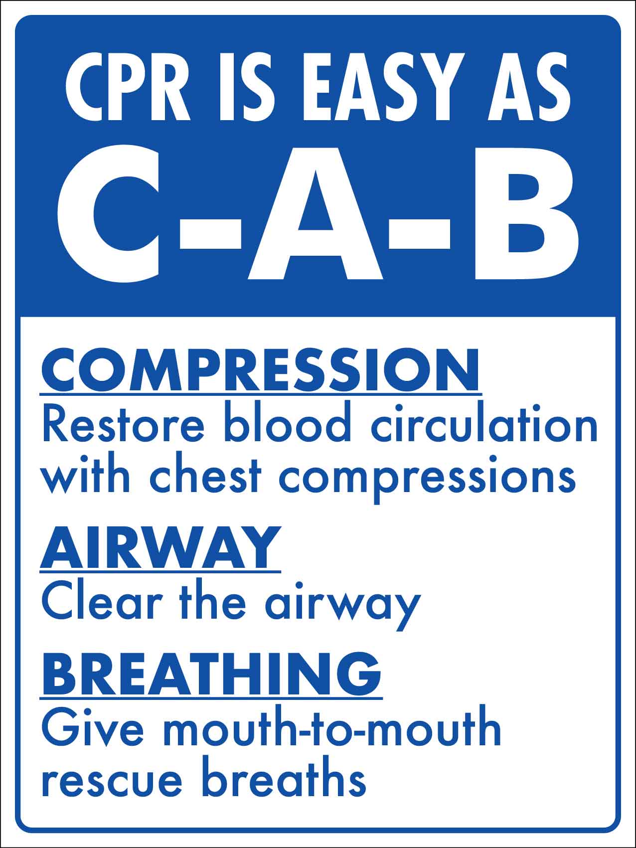 CPR Is Easy As CAB Sign