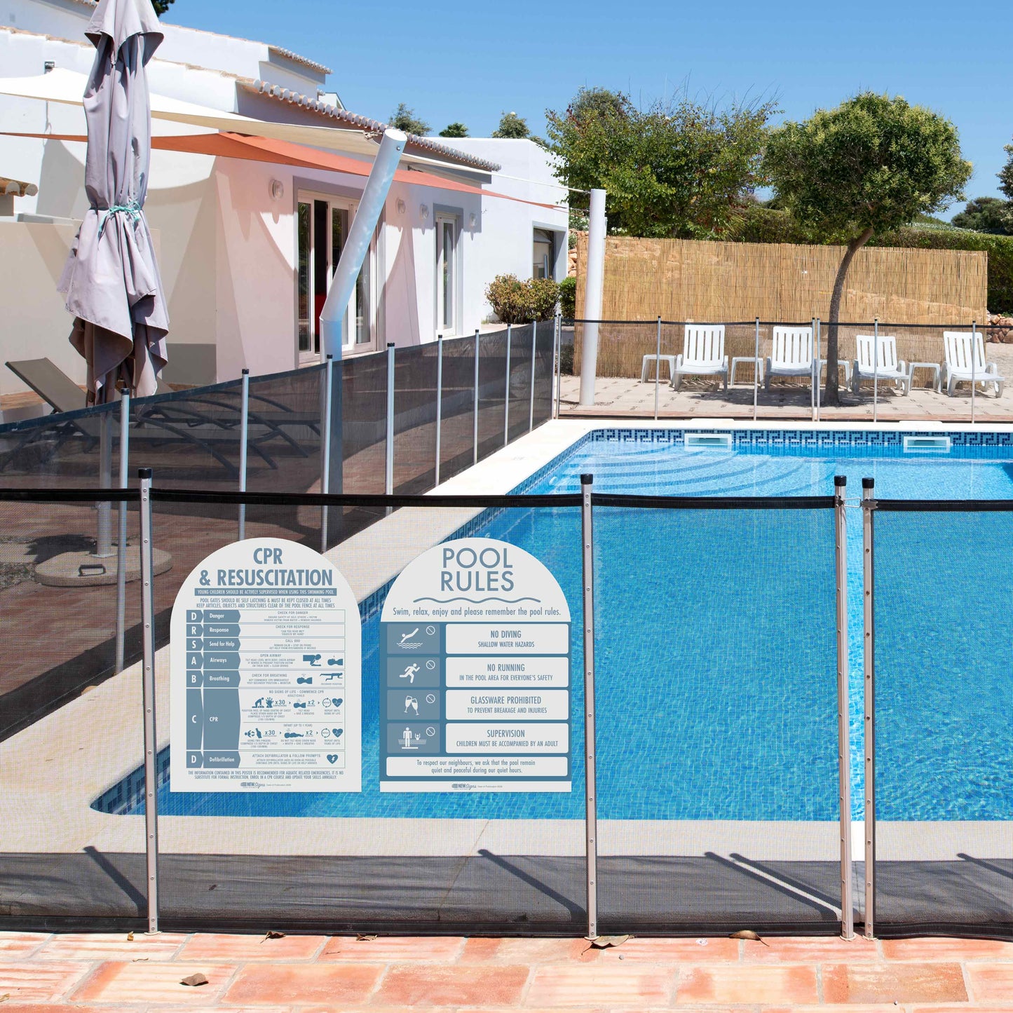 CPR Sign & Pool Rules Sign Pack Arch Ocean