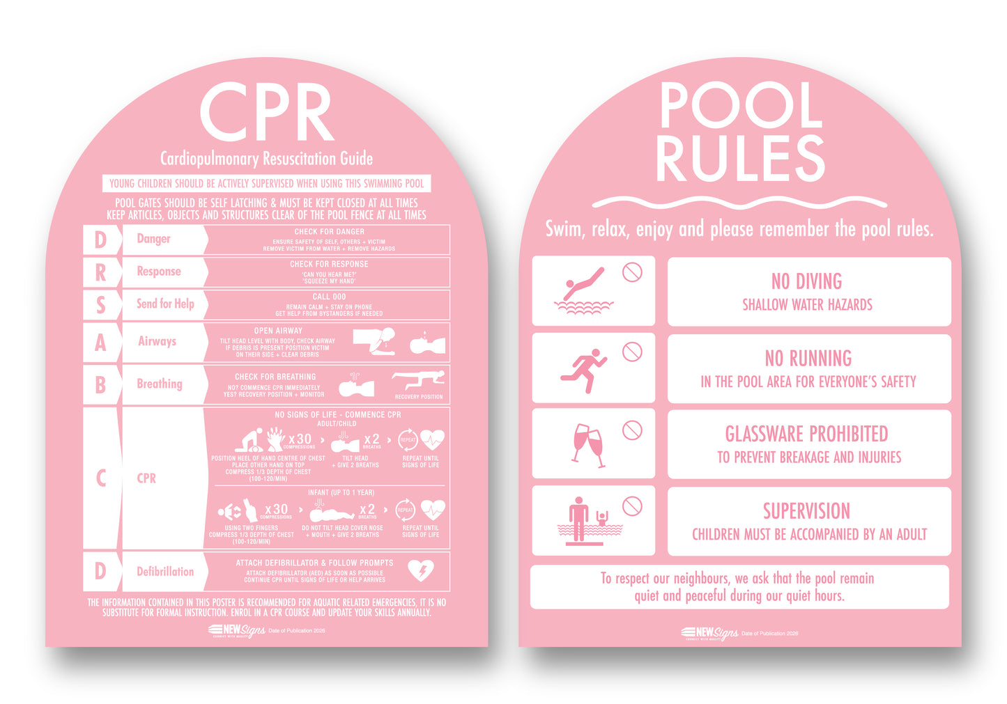 CPR Sign & Pool Rules Sign Pack Arch Candy Background