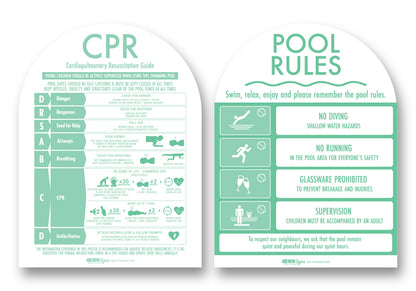 CPR Sign & Pool Rules Sign Pack Arch Mint