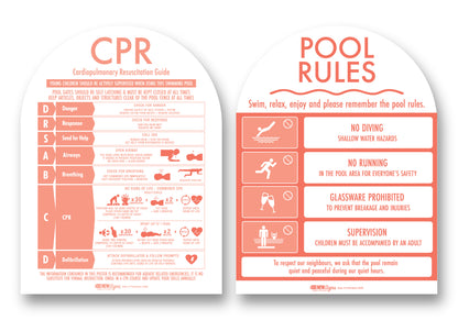 CPR Sign & Pool Rules Sign Pack Arch Peach