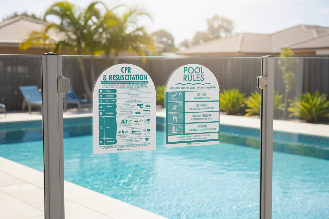 CPR Sign & Pool Rules Sign Pack Arch Aqua