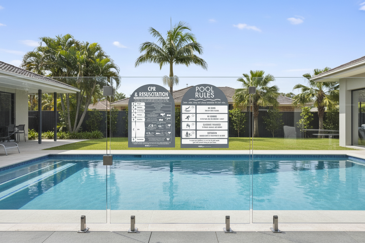 CPR Sign & Pool Rules Sign Pack Arch Charcoal Background