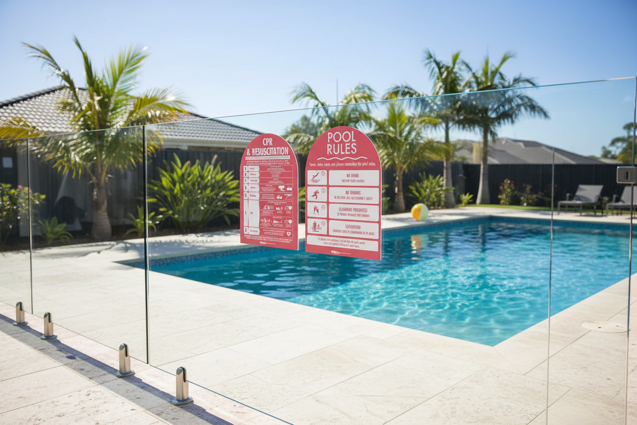 CPR Sign & Pool Rules Sign Pack Arch Rose Background