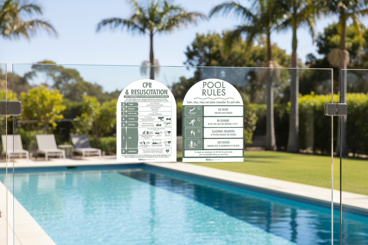 CPR Sign & Pool Rules Sign Pack Arch Sage