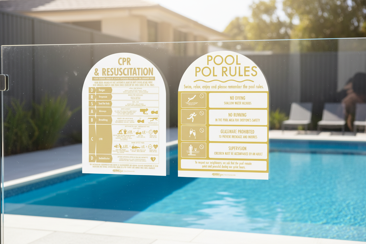 CPR Sign & Pool Rules Sign Pack Arch Sunshine