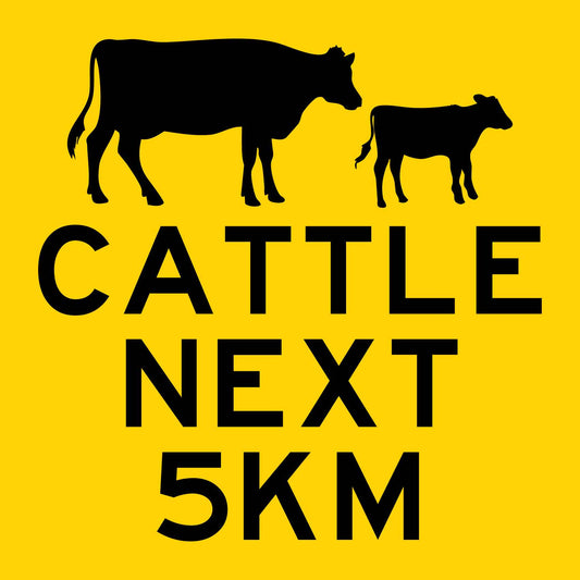 Cattle Next 5km Multi Message Traffic Sign