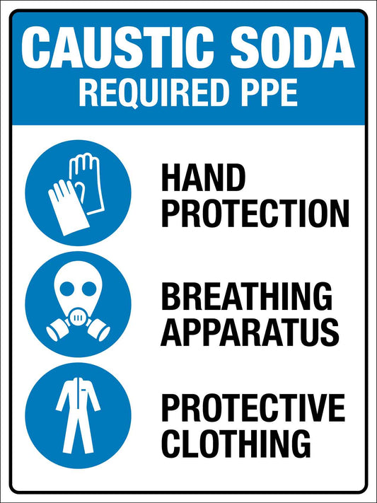 Caustic Soda Required PPE Sign