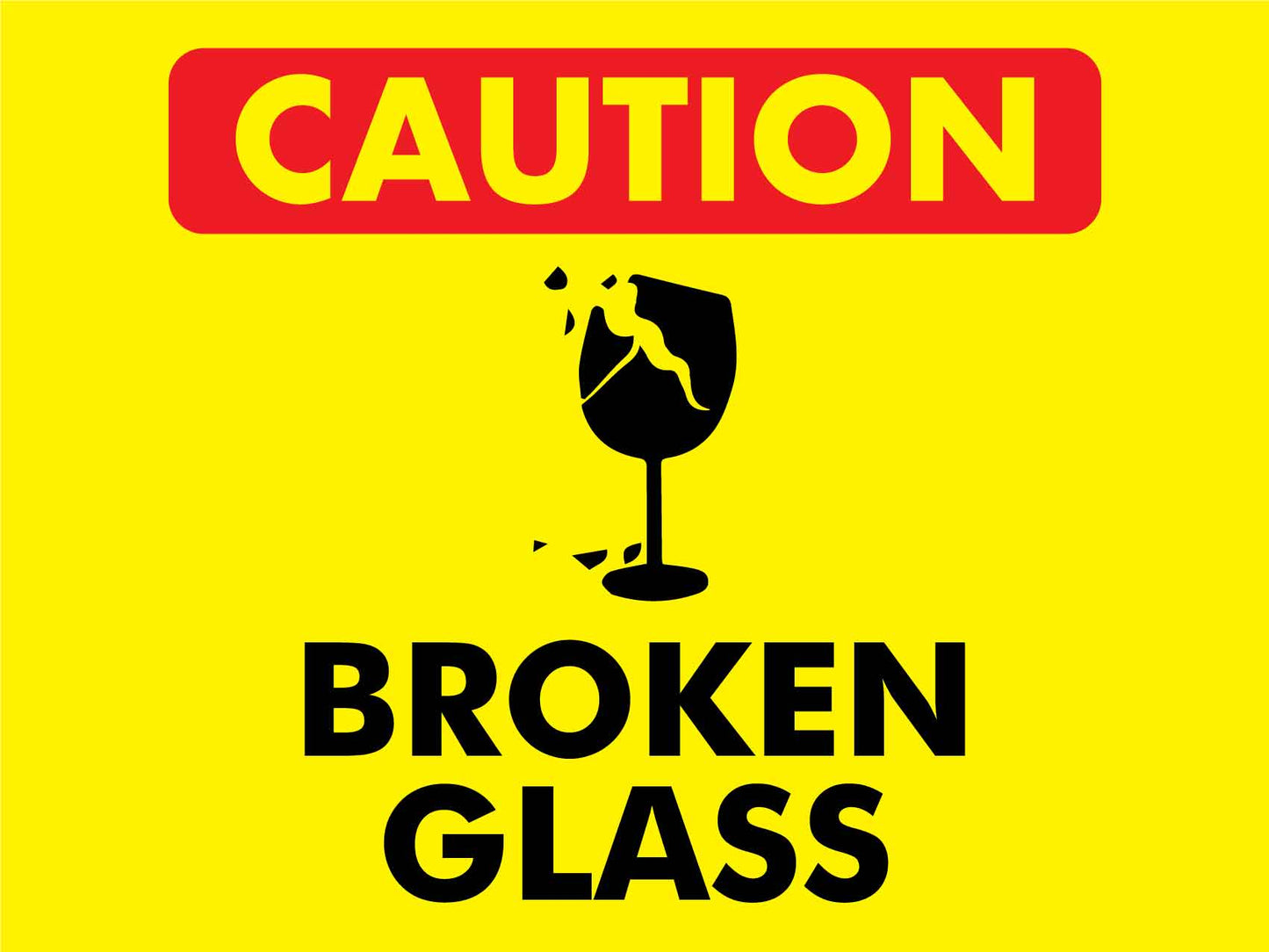 Caution Broken Glass Icon Sign – New Signs