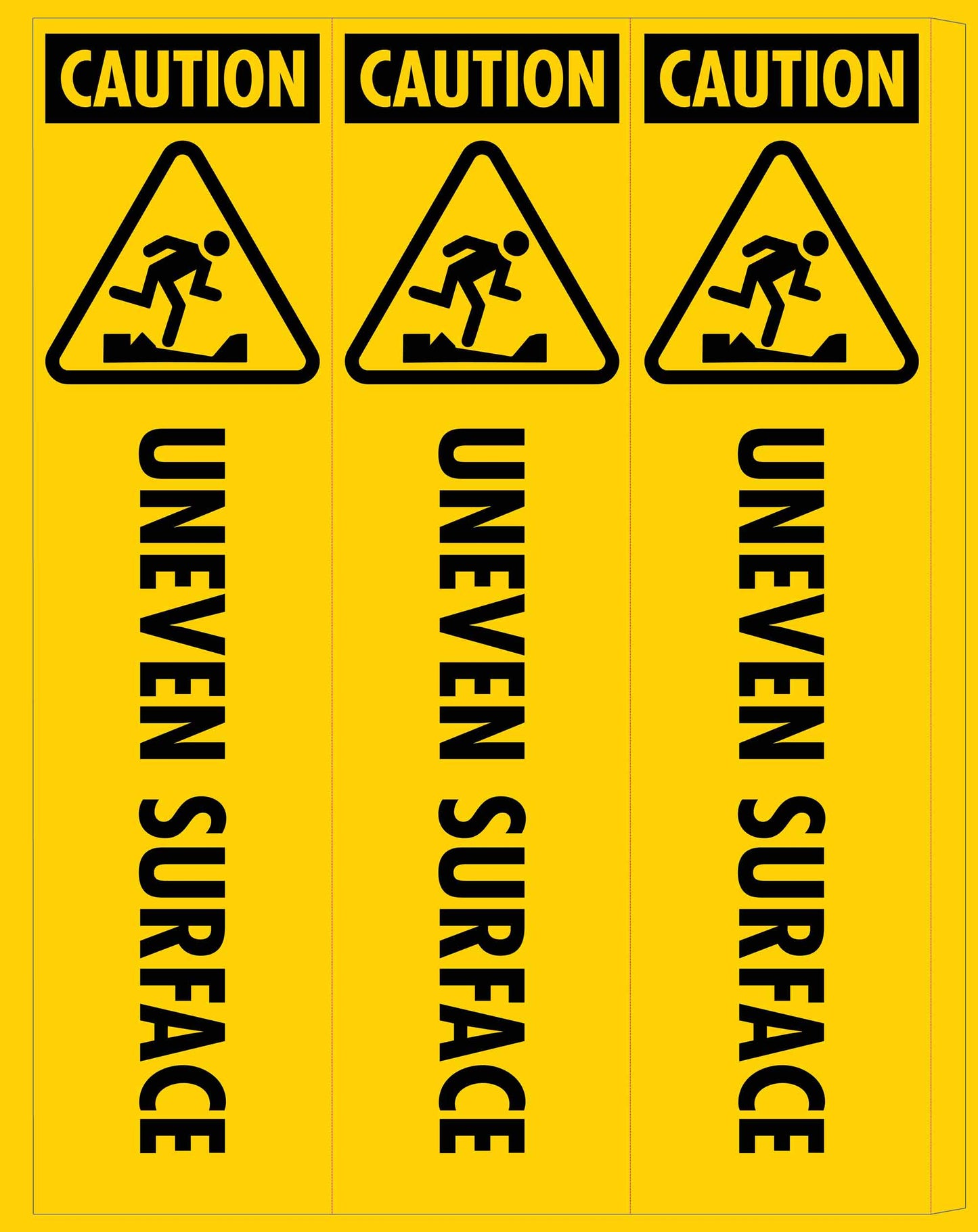 Caution Uneven Surface -  Corflute Bollard Cover