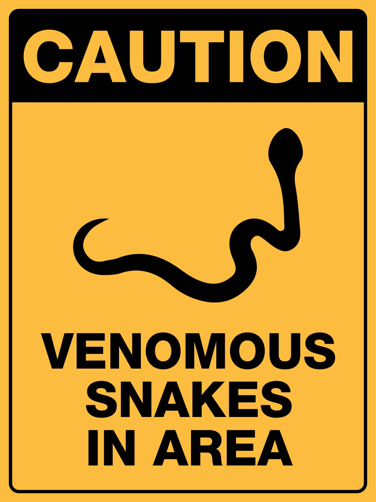 Caution Venomous Snake Symbol Sign