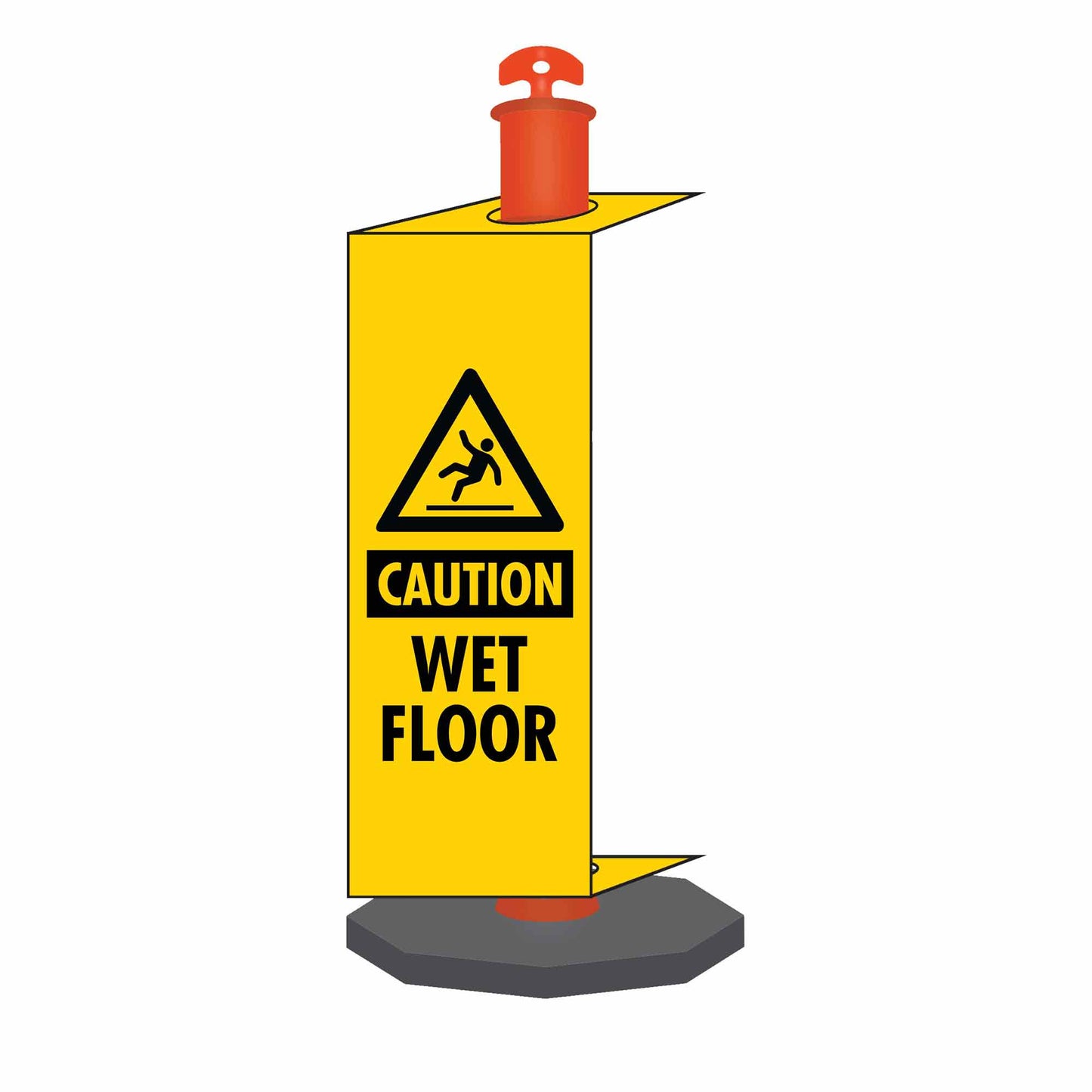 Caution Wet Floor Black - Corflute Bollard Traffic Signs