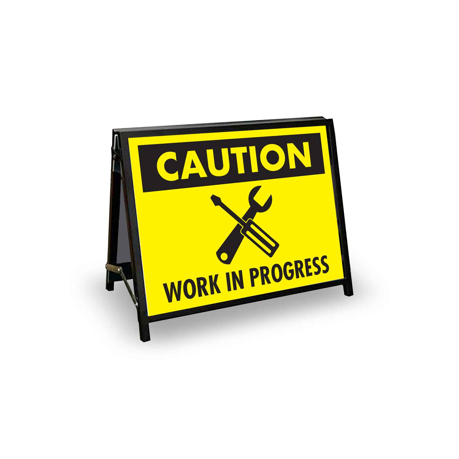 Workig Sign A-Frame Landscape Black - Caution Work In Progress Corflute Inserts ...