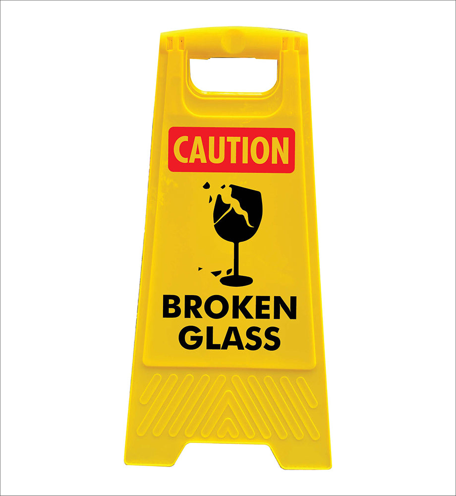 Yellow A-Frame - Caution Broken Glass