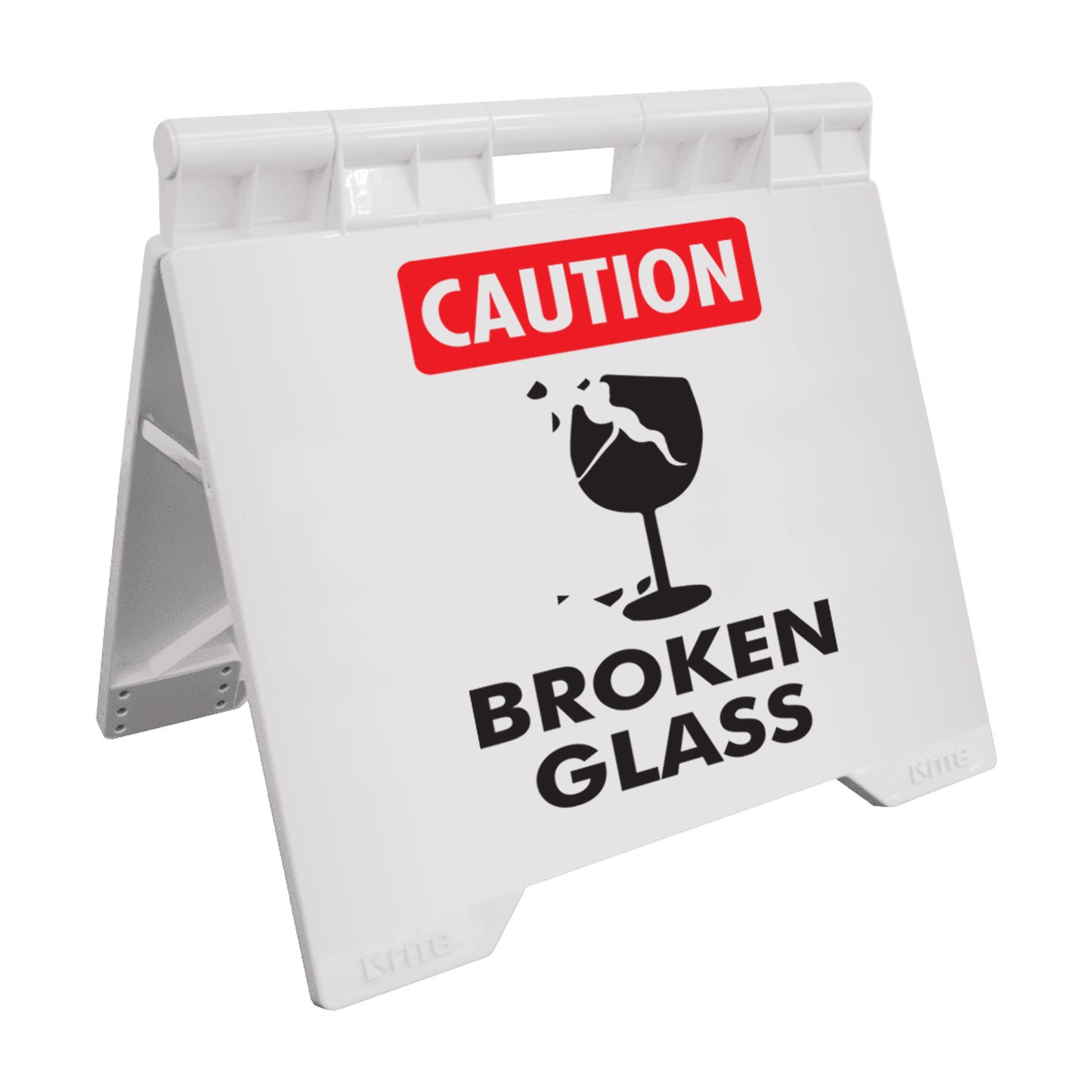 Caution Broken Glass - Evarite A-Frame Sign