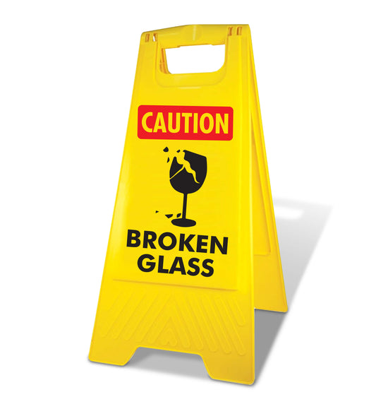 Yellow A-Frame - Caution Broken Glass