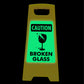 Glow In The Dark - Yellow A-Frame - Caution Broken Glass