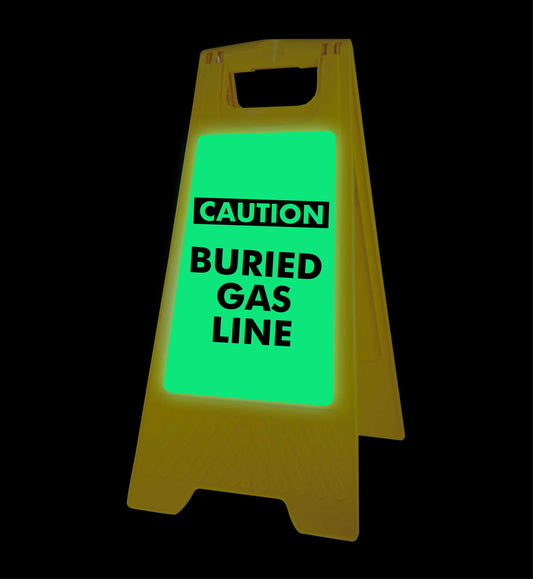 Glow In The Dark - Yellow A-Frame - Caution Buried Gas Line
