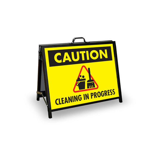 A-Frame Landscape Black - Caution Cleaning In Progress Corflute Inserts