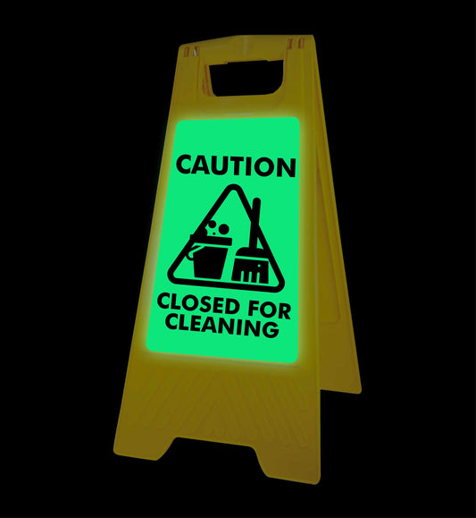 Glow In The Dark - Yellow A-Frame - Caution Closed For Cleaning