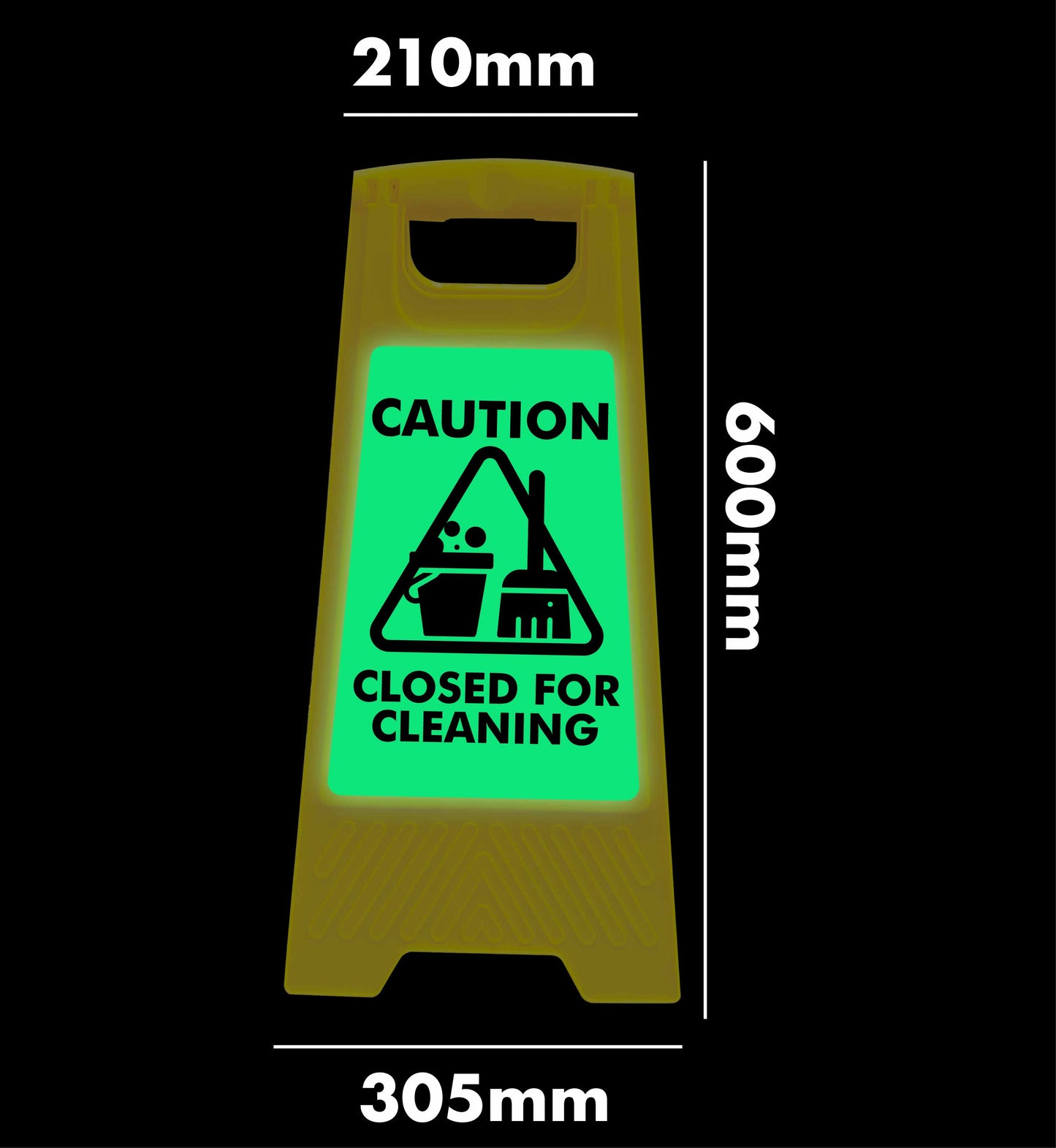 Glow In The Dark - Yellow A-Frame - Caution Closed For Cleaning