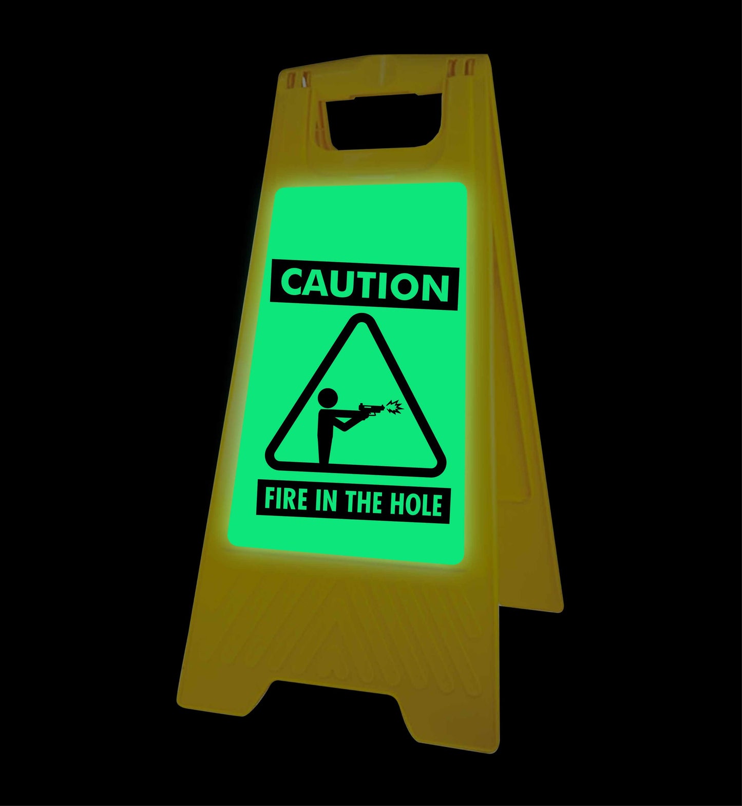 Glow In The Dark - Yellow A-Frame - Caution Fire In The Hole