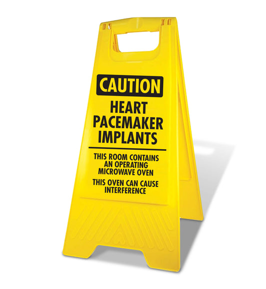 Yellow A-Frame - Caution Heart Pacemaker Implants