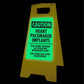 Glow In The Dark - Yellow A-Frame - Caution Heart Pacemaker Implants