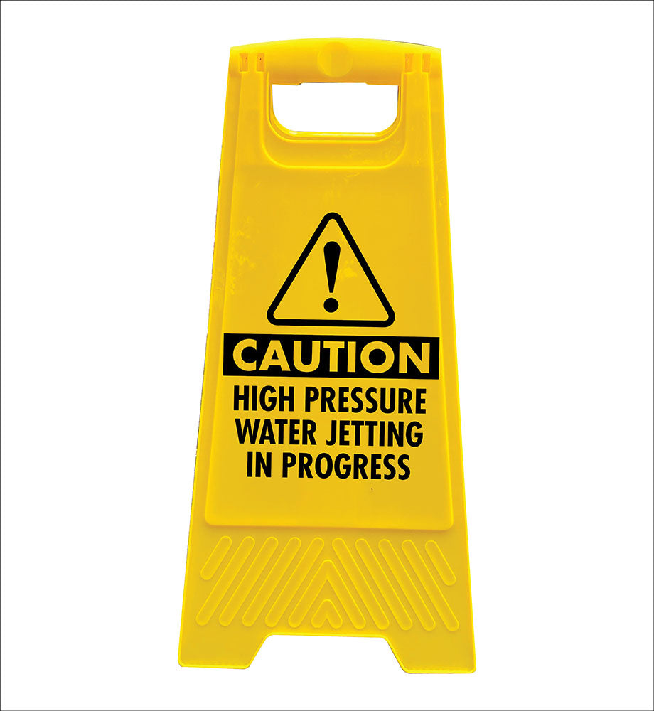 Hydro Jetting Machine Sign Yellow A-Frame - Caution High Pressure Water In Jetting – New Signs