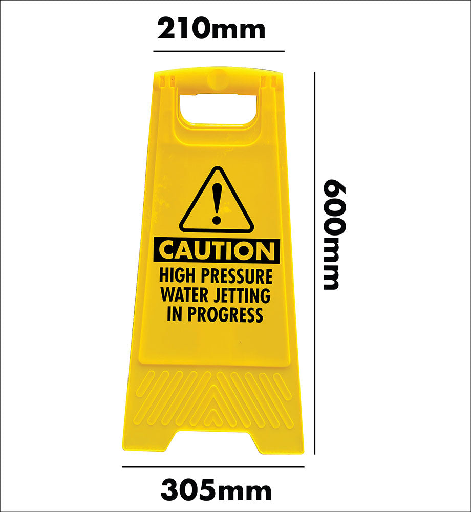 Yellow A-Frame - Caution High Pressure Water In Jetting