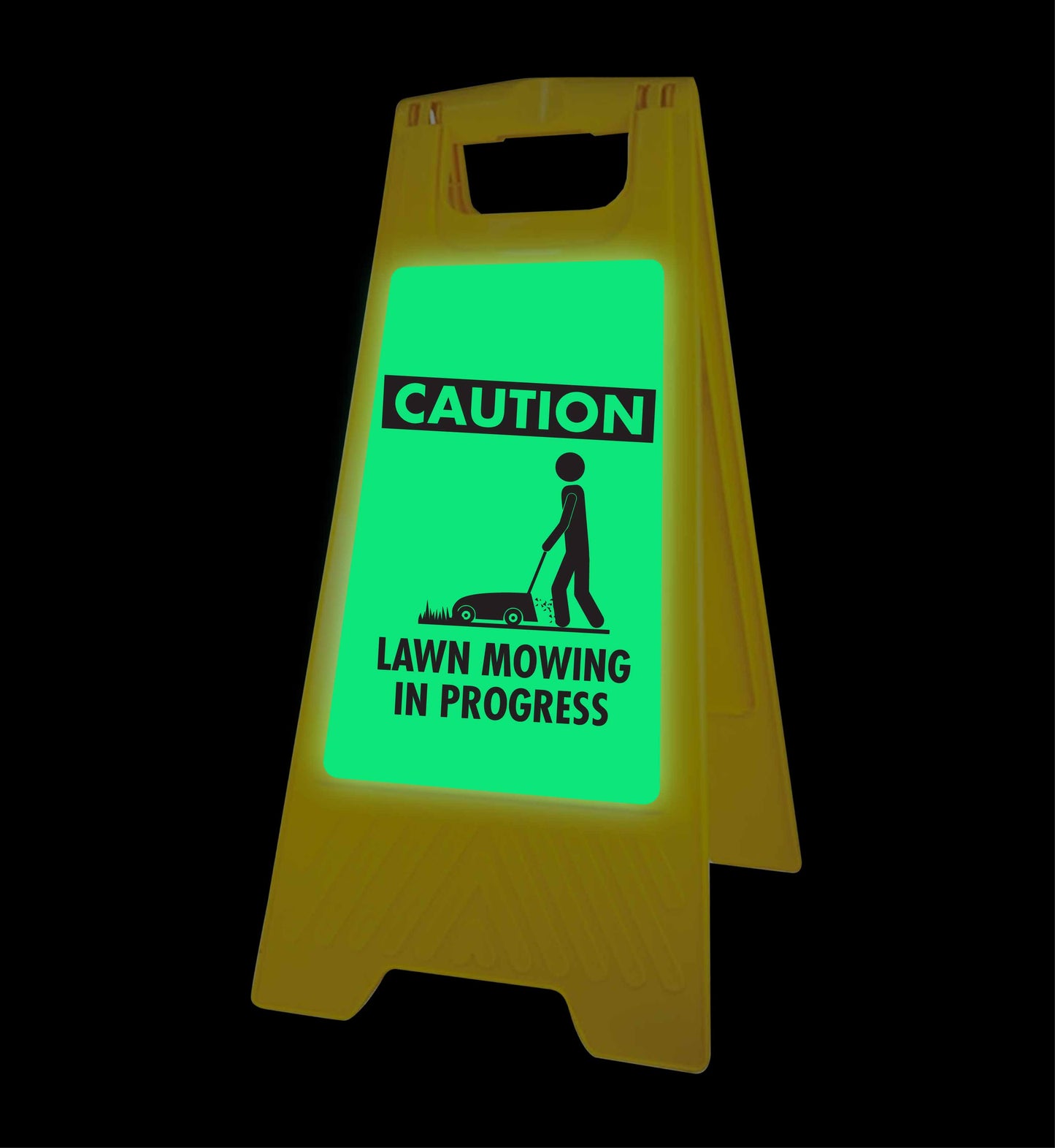 Glow In The Dark - Yellow A-Frame - Caution Lawn Mowing In Progress
