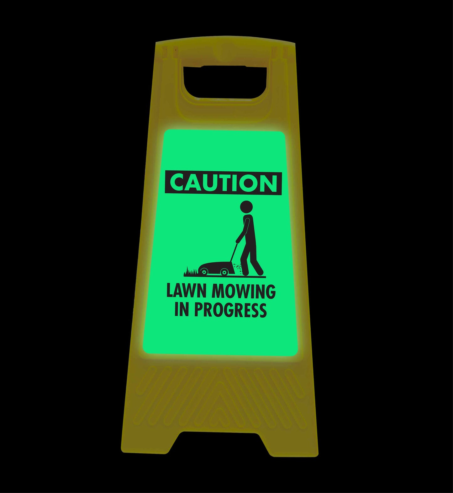 Glow In The Dark - Yellow A-Frame - Caution Lawn Mowing In Progress