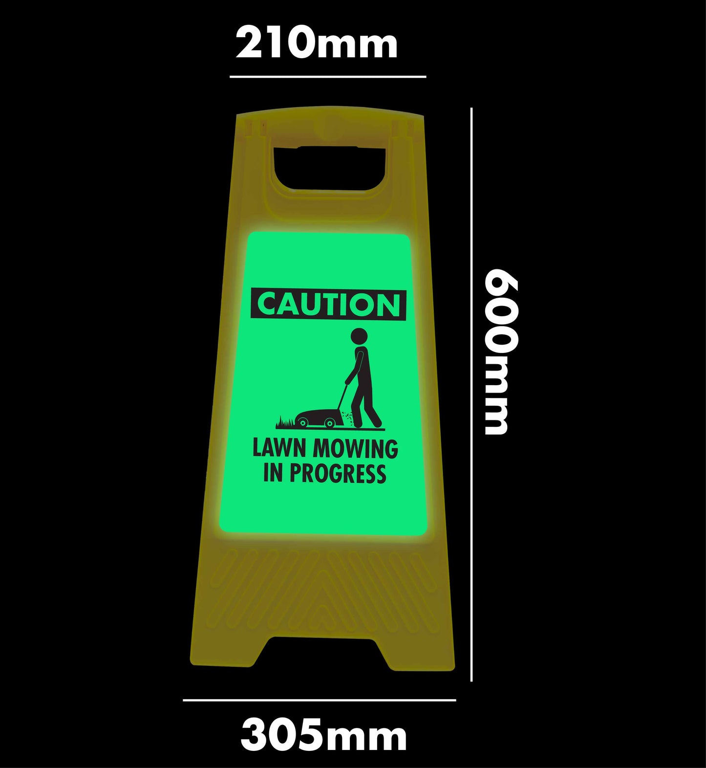 Glow In The Dark - Yellow A-Frame - Caution Lawn Mowing In Progress