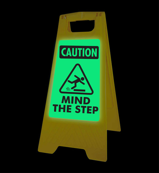 Glow In The Dark - Yellow A-Frame - Caution Mind The Step