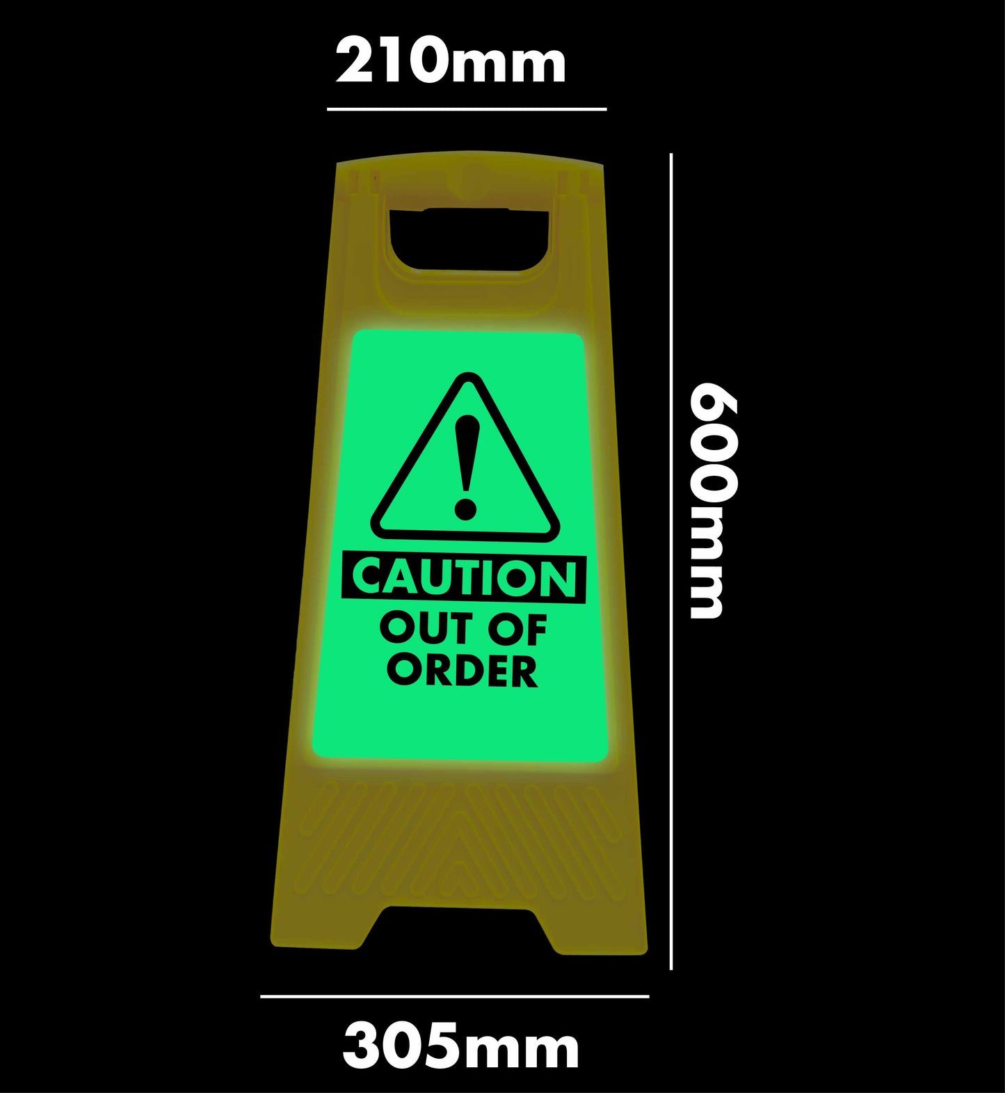 Glow In The Dark - Yellow A-Frame - Caution Out Of Order