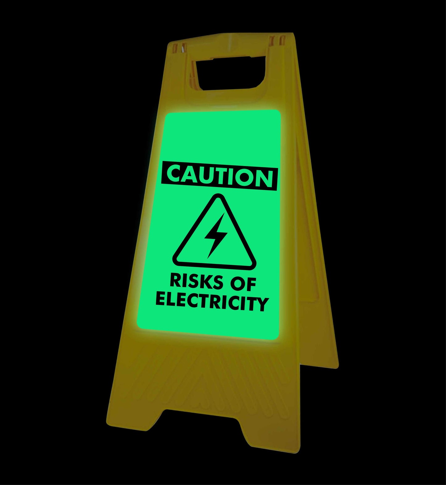 Glow In The Dark - Yellow A-Frame - Caution Risks Of Electricity