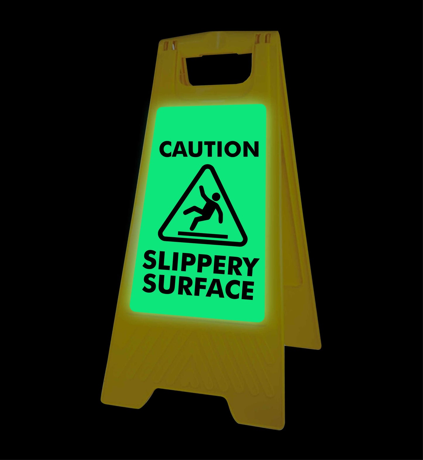 Glow In The Dark - Yellow A-Frame - Caution Slippery Surface