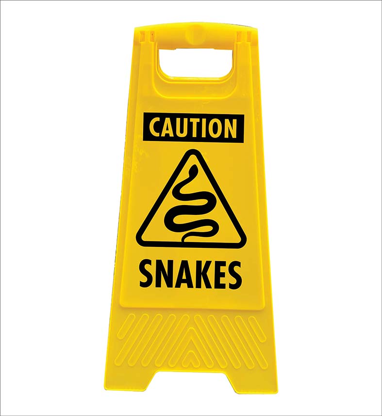Snake Entry. Sign Yellow A-Frame - Caution Snakes – New Signs