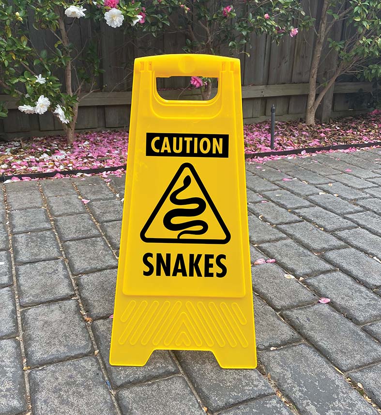 Snake Entry. Sign Yellow A-Frame - Caution Snakes – New Signs