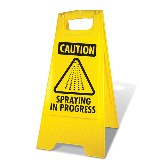 Yellow A-Frame - Caution Spraying In Progress