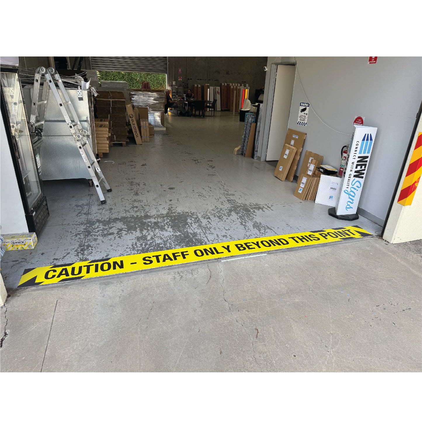 Caution Staff Only Beyond This Point - Floor Sticker