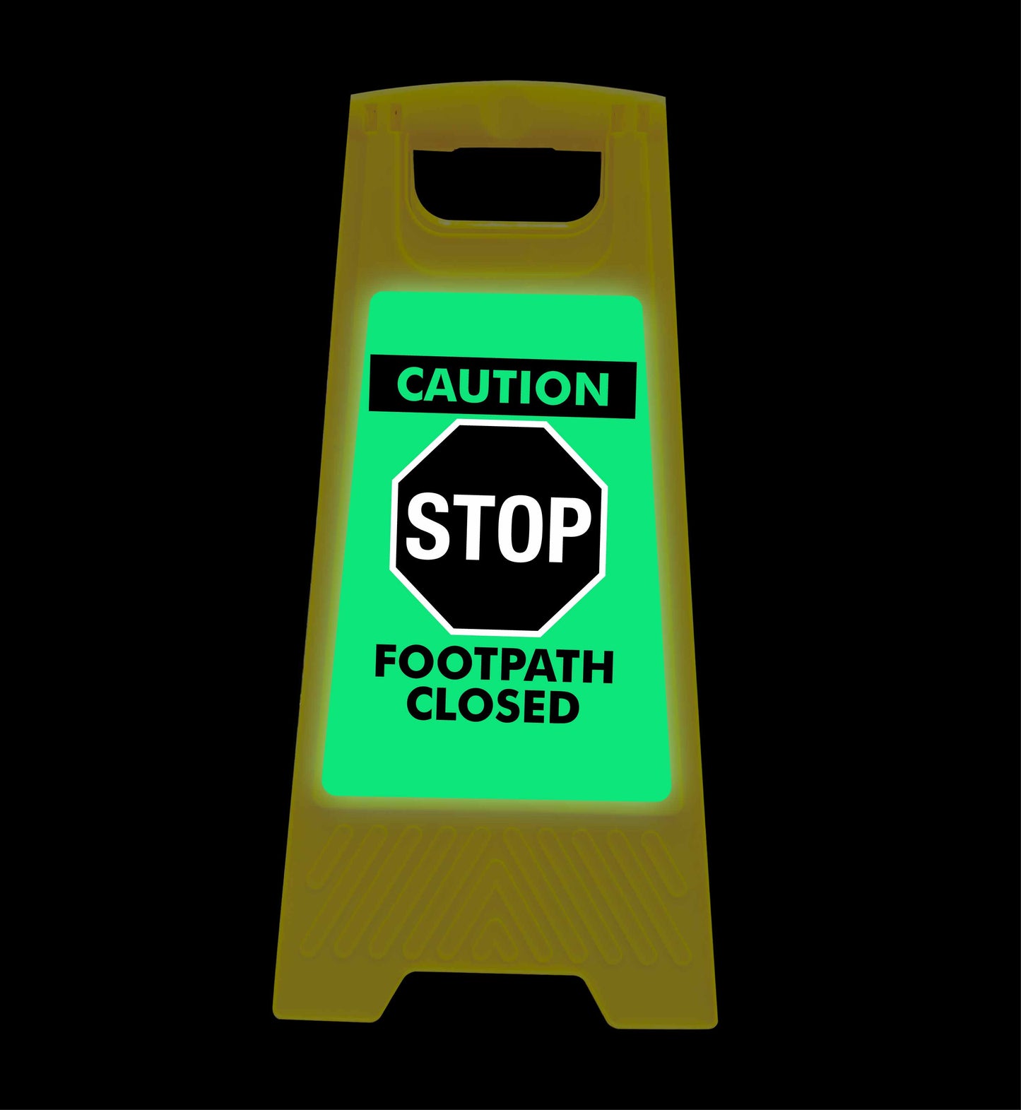 Glow In The Dark - Yellow A-Frame - Caution Stop Footpath Closed