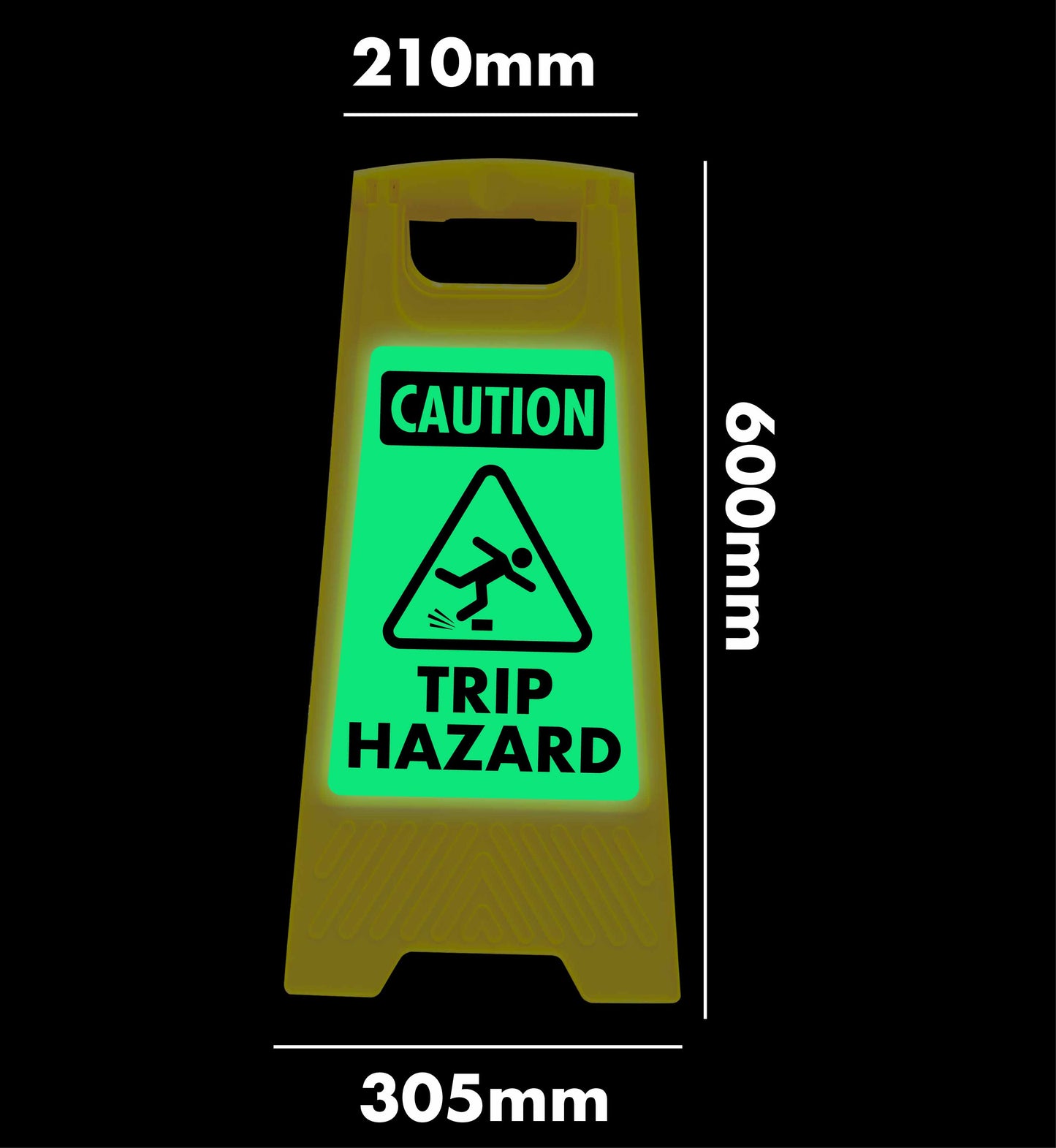 Glow In The Dark - Yellow A-Frame - Caution Trip Hazard