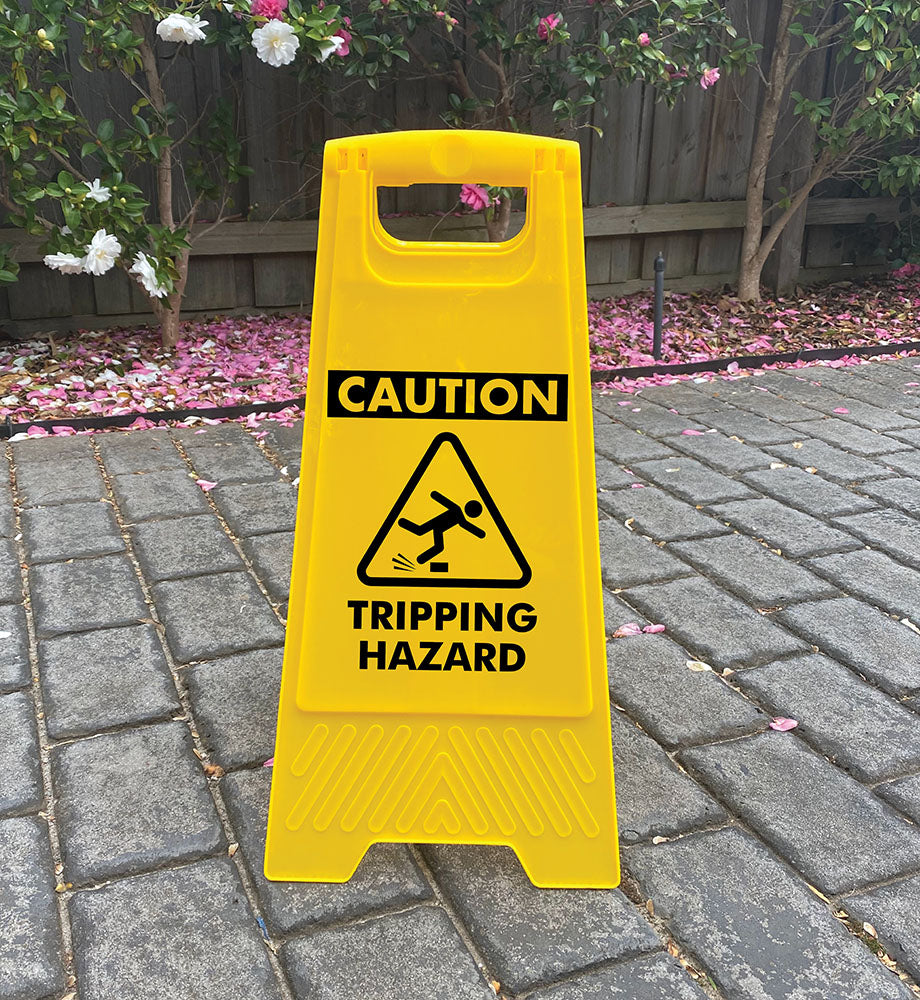 Tripping Frame Yellow A-Frame - Caution Tripping Hazard – New Signs