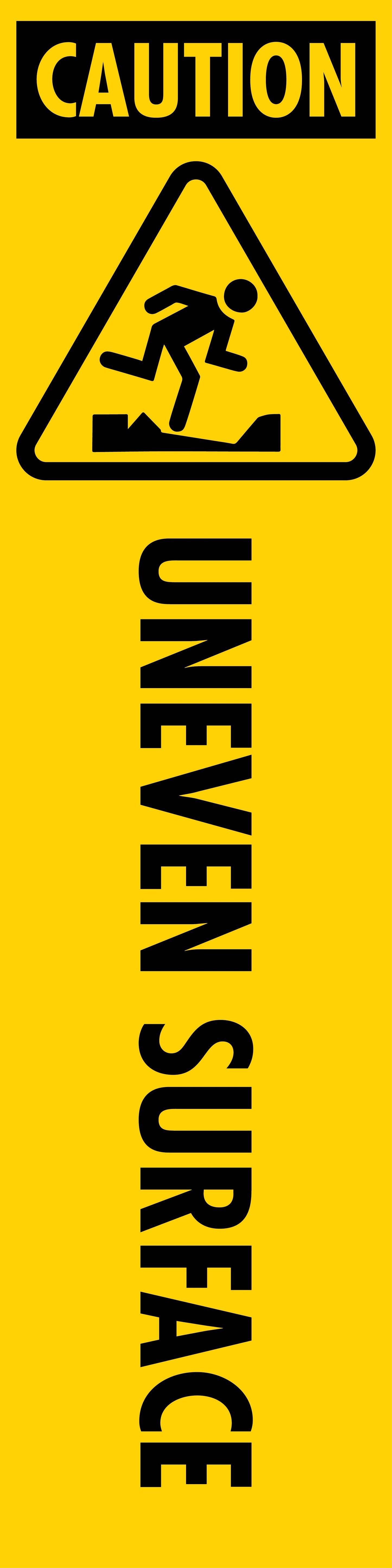 Caution Uneven Surface -  Corflute Bollard Cover