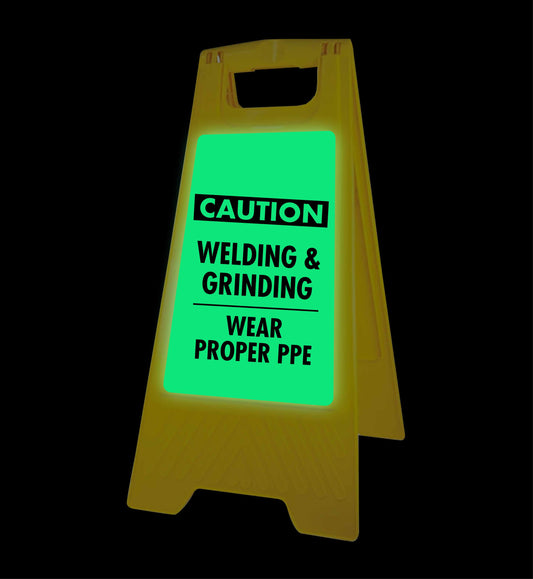 Glow In The Dark - Yellow A-Frame - Caution Welding and Grinding