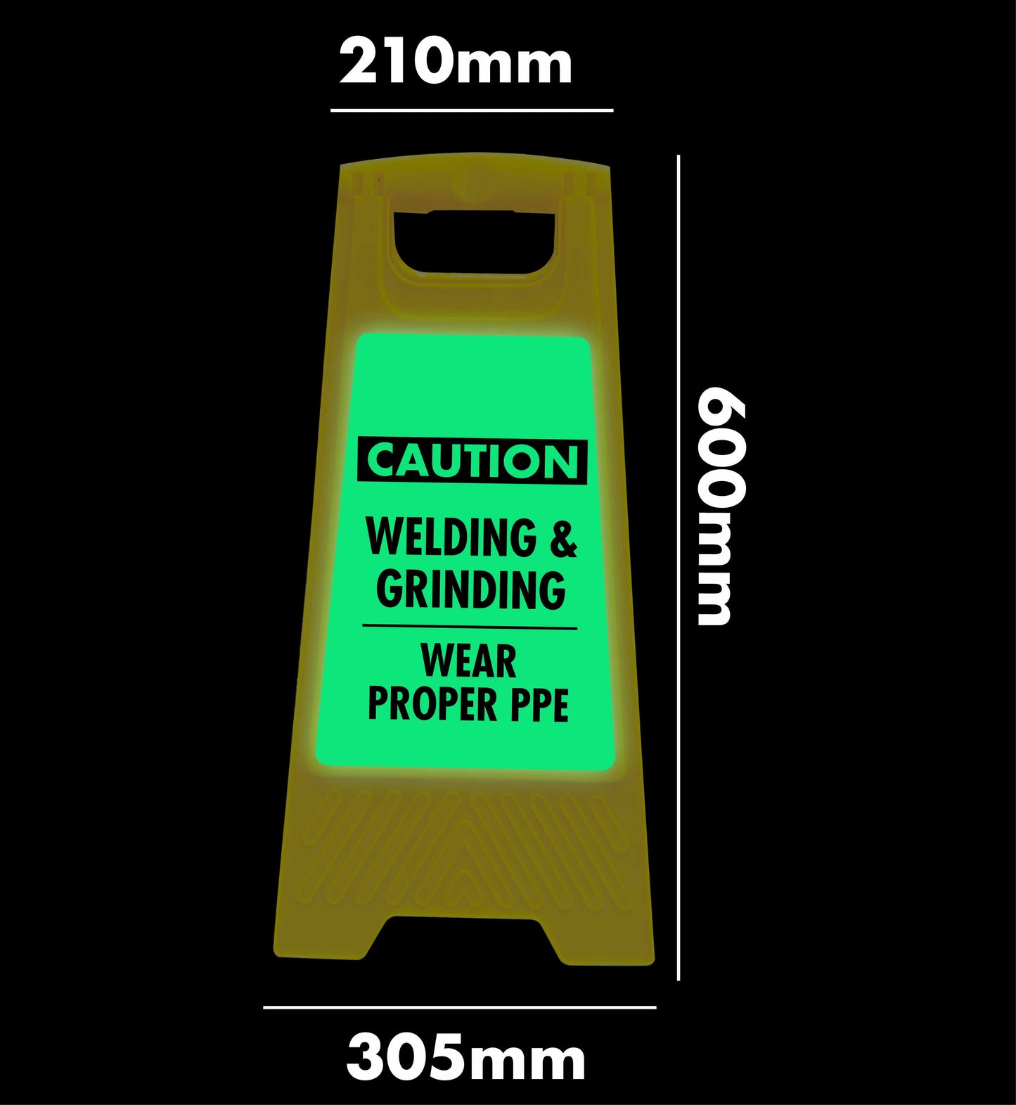 Glow In The Dark - Yellow A-Frame - Caution Welding and Grinding