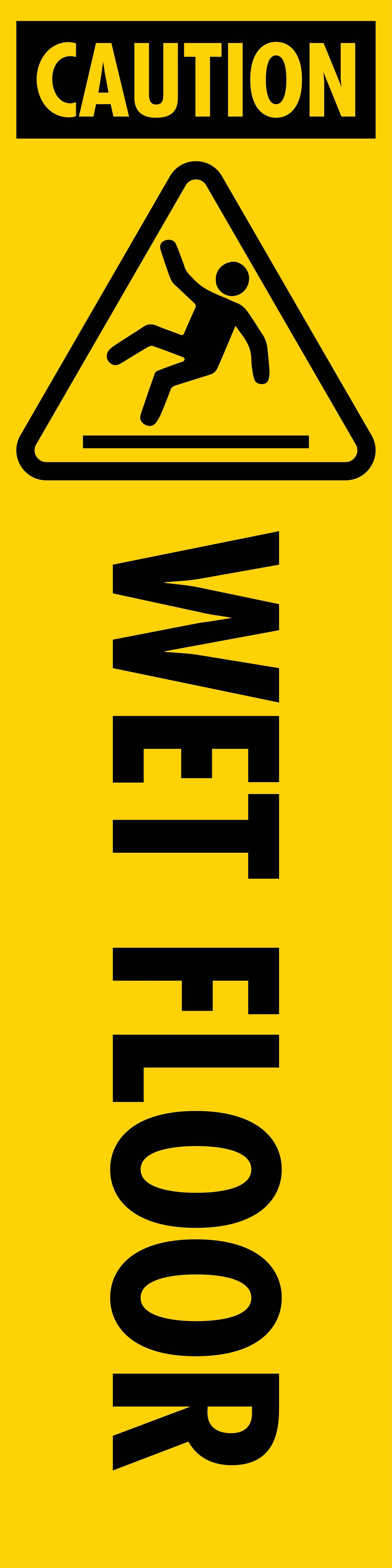 Caution Wet Floor Black -  Corflute Bollard Cover